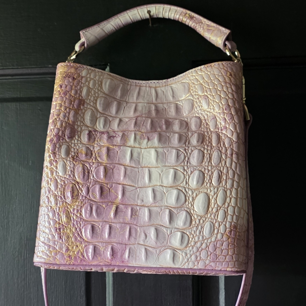 Brahmin Mini Amelia Lilac Melbourne Bucket Bag / Crossbody - Picture 8 of 16